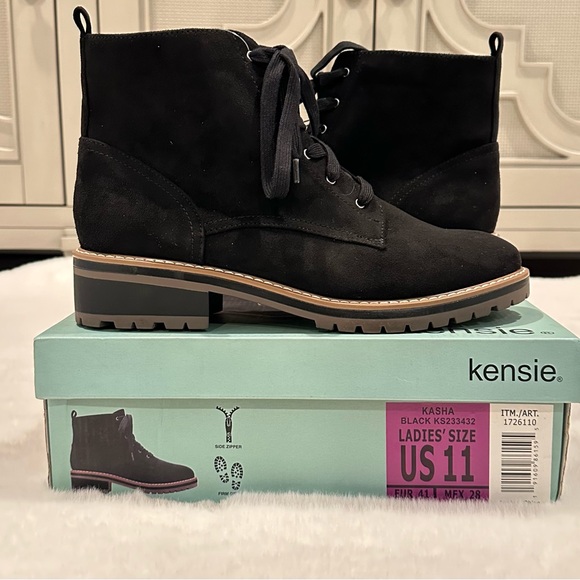KENSIE Women Kayla Suede Boot In Black - Picture 1 of 5